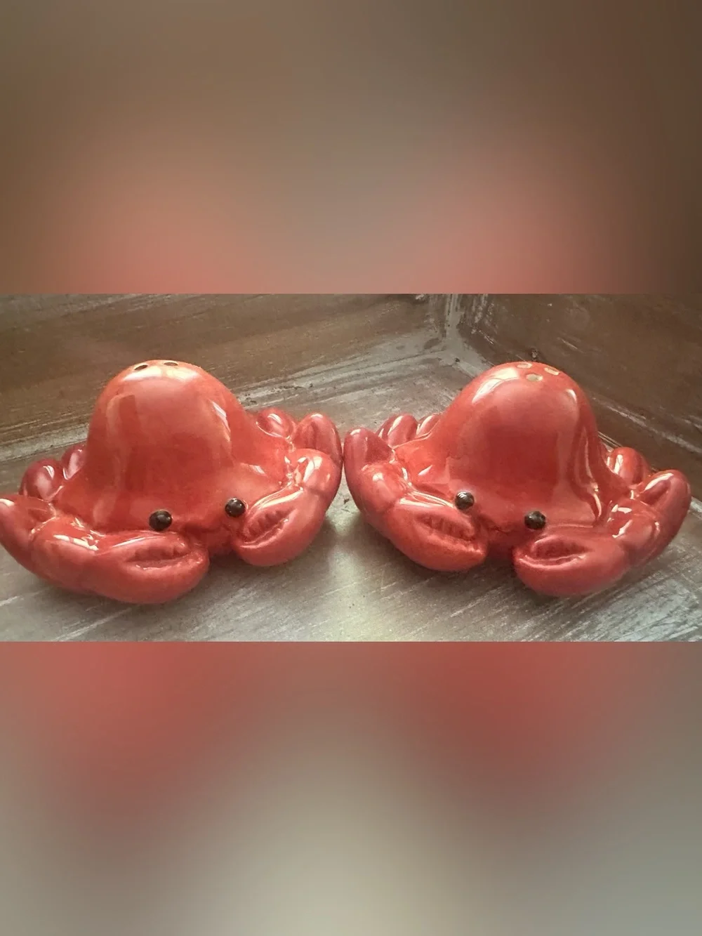 Vintage Ceramic Crab Salt and Pepper Shaker Set Ocean Beach Decor